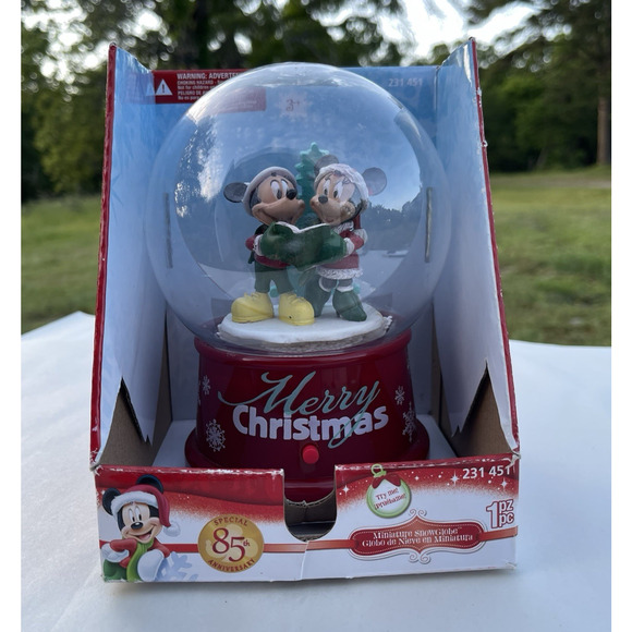 Gemmy Other - Disney 85th Anniversary Musical Snow Globe Caroling Mickey & Minnie Mouse Works